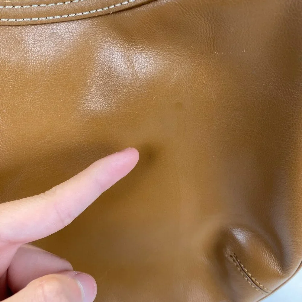BCBG Girls Tan‎ Leather Shoulder Bag,Preppy,Zipper